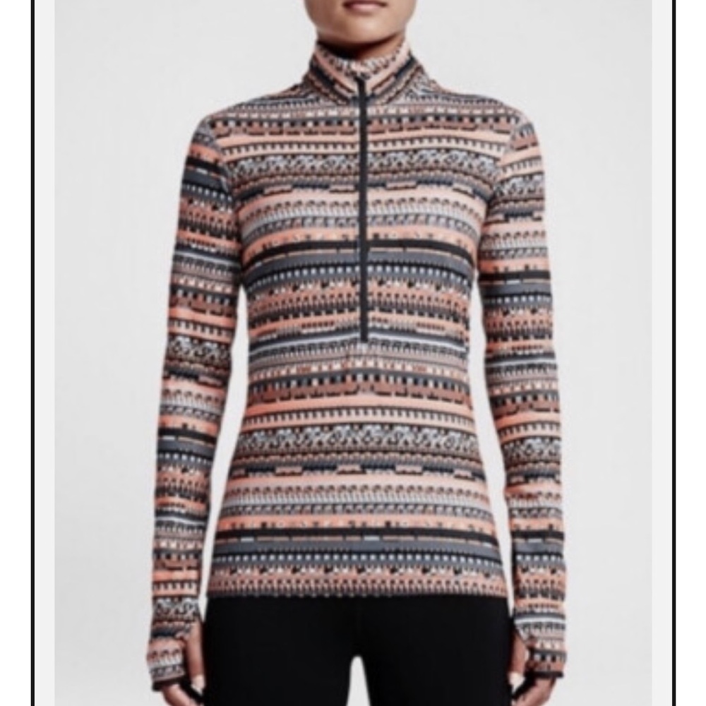 Nike Pro Hyperwarm Aztec Print Half Zip Pullover. Size Medium.